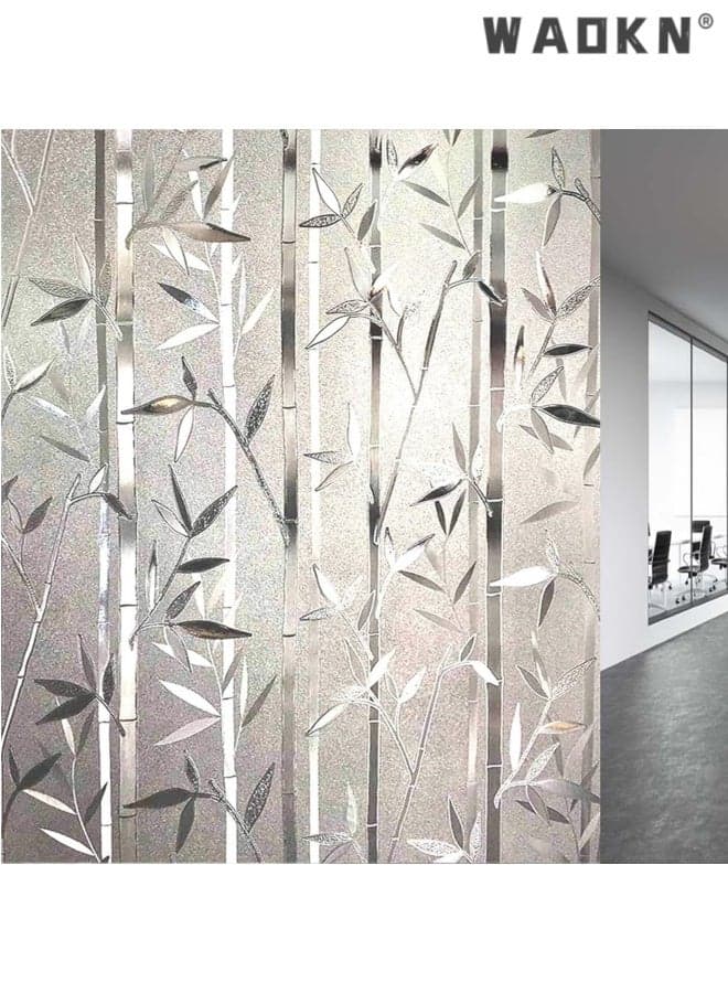 Lemon Cloud Window Privacy Film, Stained Glass Window Film Static Cling, Bamboo Decorative Frosting Opaque Coverings, Day and Night Privacy Removable Sun Heat Blocking for Home Office,30*200CM ,clear .