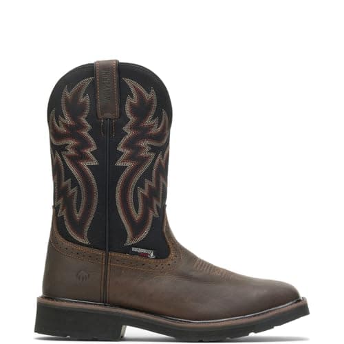 WOLVERINE mens Rancher Wpf Steel Toe Wellington Work Boot, Black/Brown, 10 US