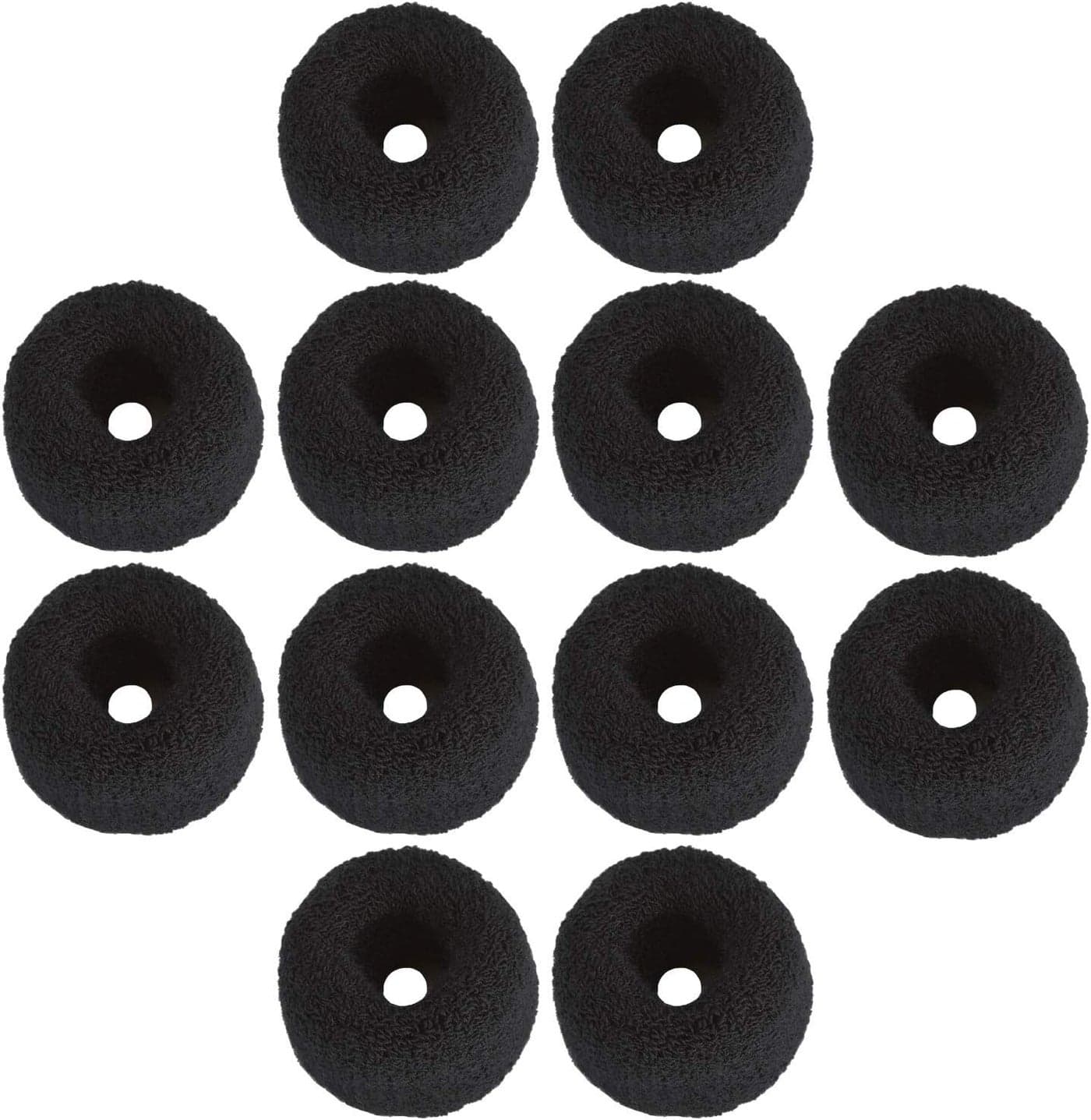 12 Pack Black Stretchy Wide Thick Terry Cloth Hair Ties Soft Cotton Scrunchies Hair Ties Fluffy Seamless Knit Towel Elastic Hair Rubber Bands No Damage Ponytail Holder Hair Accessories for Women Girls