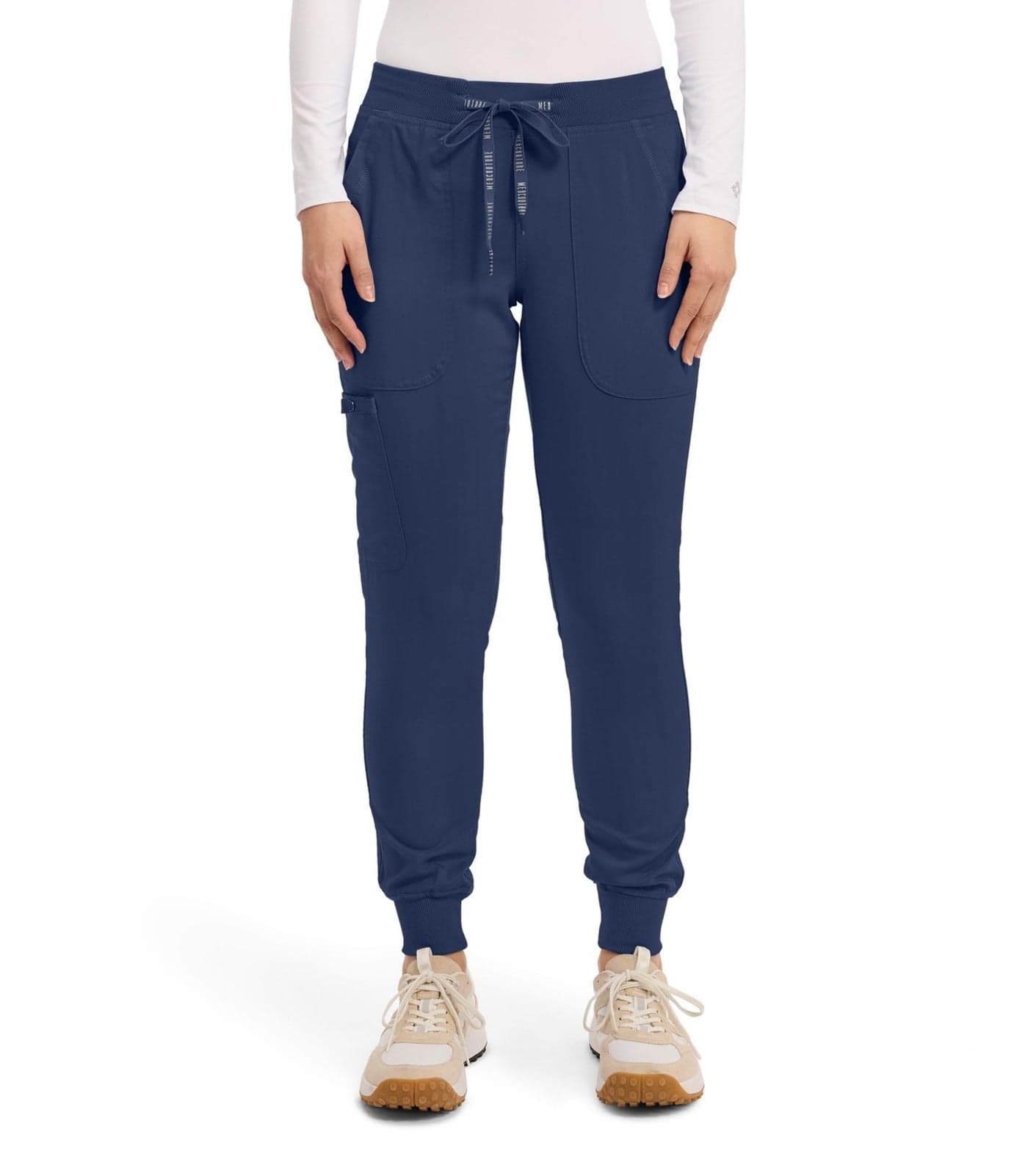 Med Couture Scrub Pants for Women Cargo Jogger Bottoms with 5 Pockets, Lightweight, Ultra Soft, 2-Way Stretch Fabric - MC7710, M, Navy