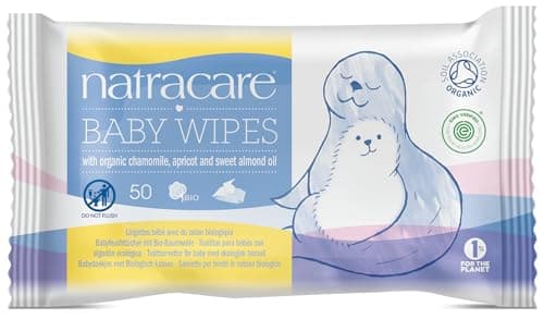 Natracare Organic Cotton Baby Wipes With Essential Oils of Chamomile Apricot and Sweet Almond Oil 16 Packs 800 Wipes Total