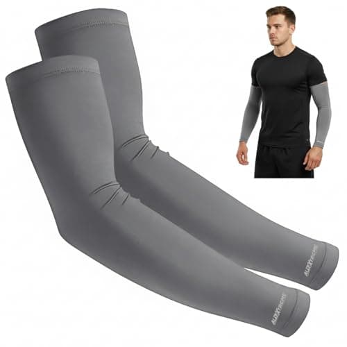 Allextreme Full Arm Sleeves for Riders Sun Protection Sweat Absorbing Quick Dry Cotton Hand Cover for Men & Women Basketball Cricket Biking Hiking Cycling Running Protective Bike Riding Gear (Grey)