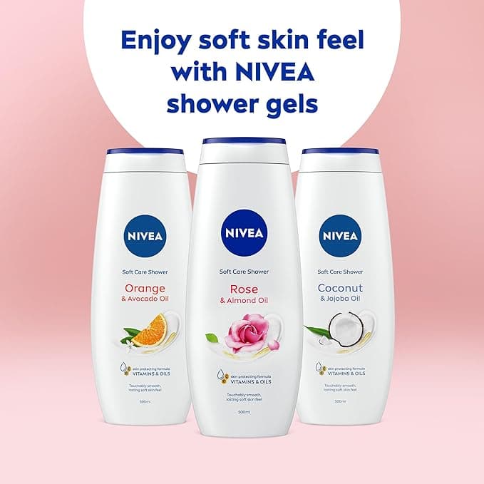 NIVEA Rose Almond Oil Shower Cream 500 ml Pack of 6 Moisturising Shower Gel with Almond Oil Luxurious Body Wash for Women Body Wash with Vitamin C E