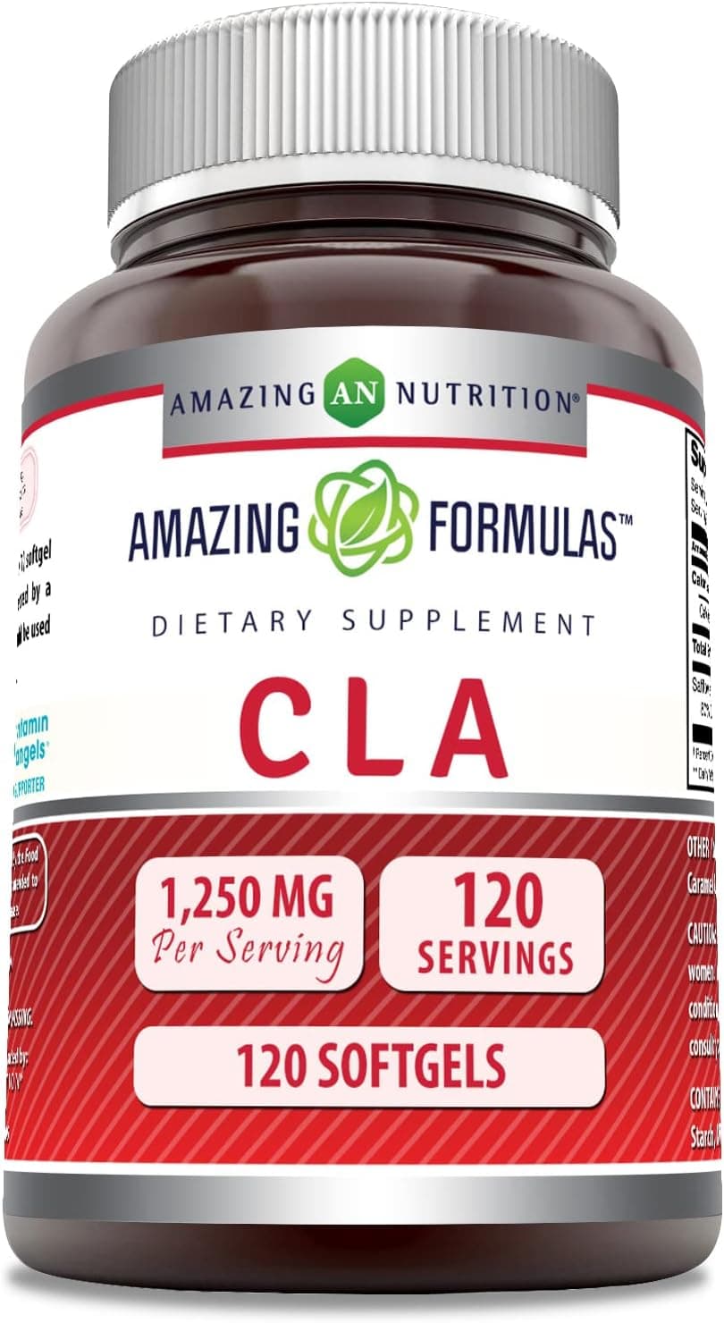 Amazing Formulas CLA Conjugated Linoleic Acid Supplement 1250 Mg Softgels NonGMO GlutenFree Made in USA 120 Count