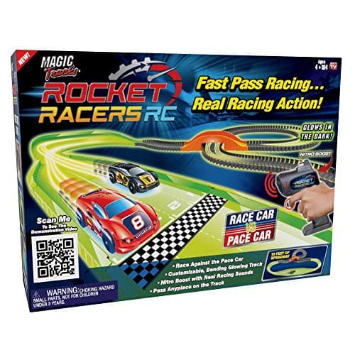 Ontel Magic Tracks Rocket Racers Remote Controlled Race Car vs Pace Car Track Set MTRRMC42