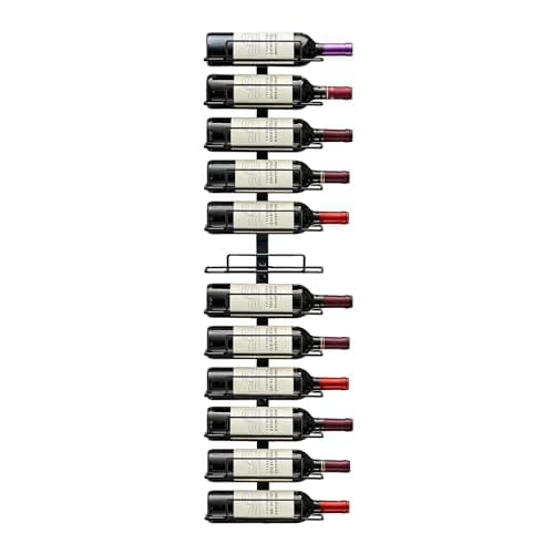 Msrorriw Wall Mount Wine Rack – 12 Bottles – Black Metal Wine Bottle Holder for Wall, Wine Rack Display for Home Bar, Kitchen