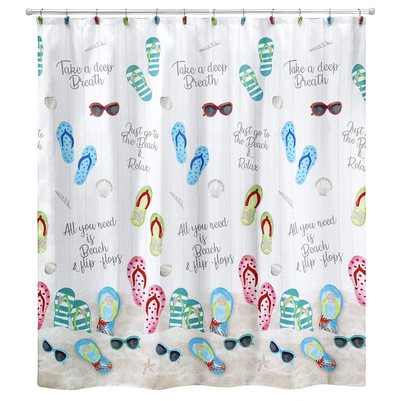 Avanti Linens Fabric Shower Curtain Beach Bathroom Decor Beach Mode Collection 72