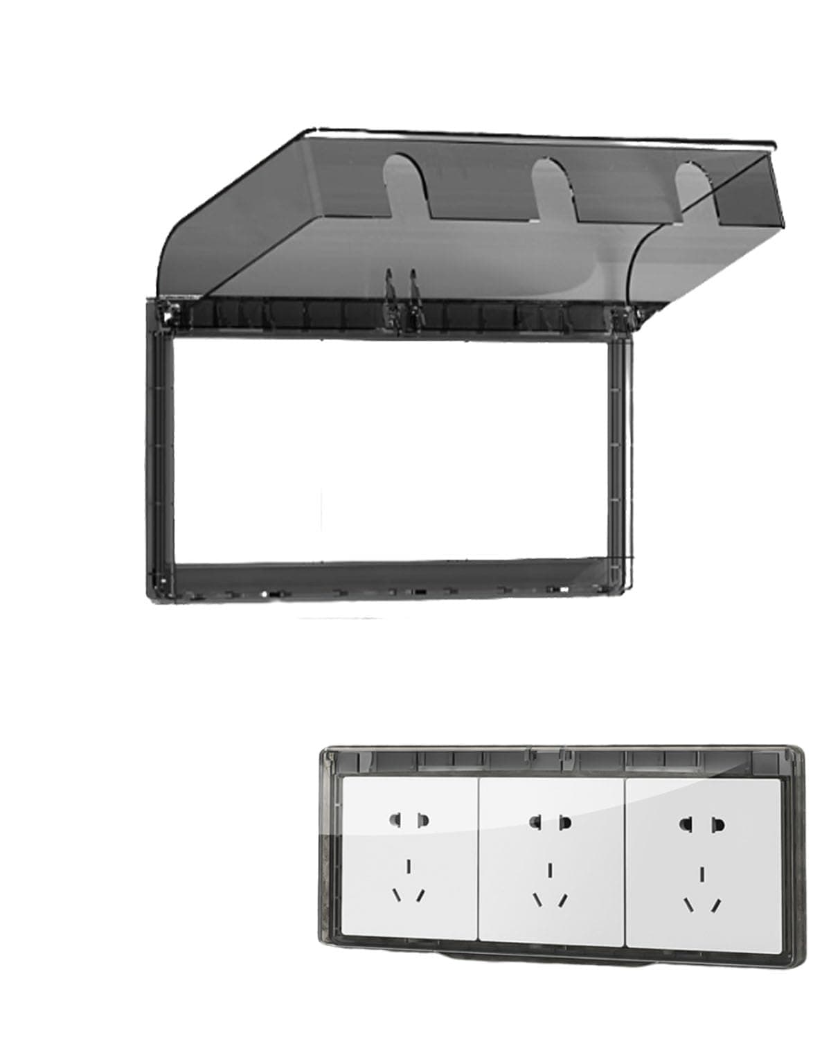 Waterproof Switch Board Cover, Ultra Thin Design for Home and Commercial Use, Ideal for Bathroom Kitchen and Outdoor Protection, Black Translucent