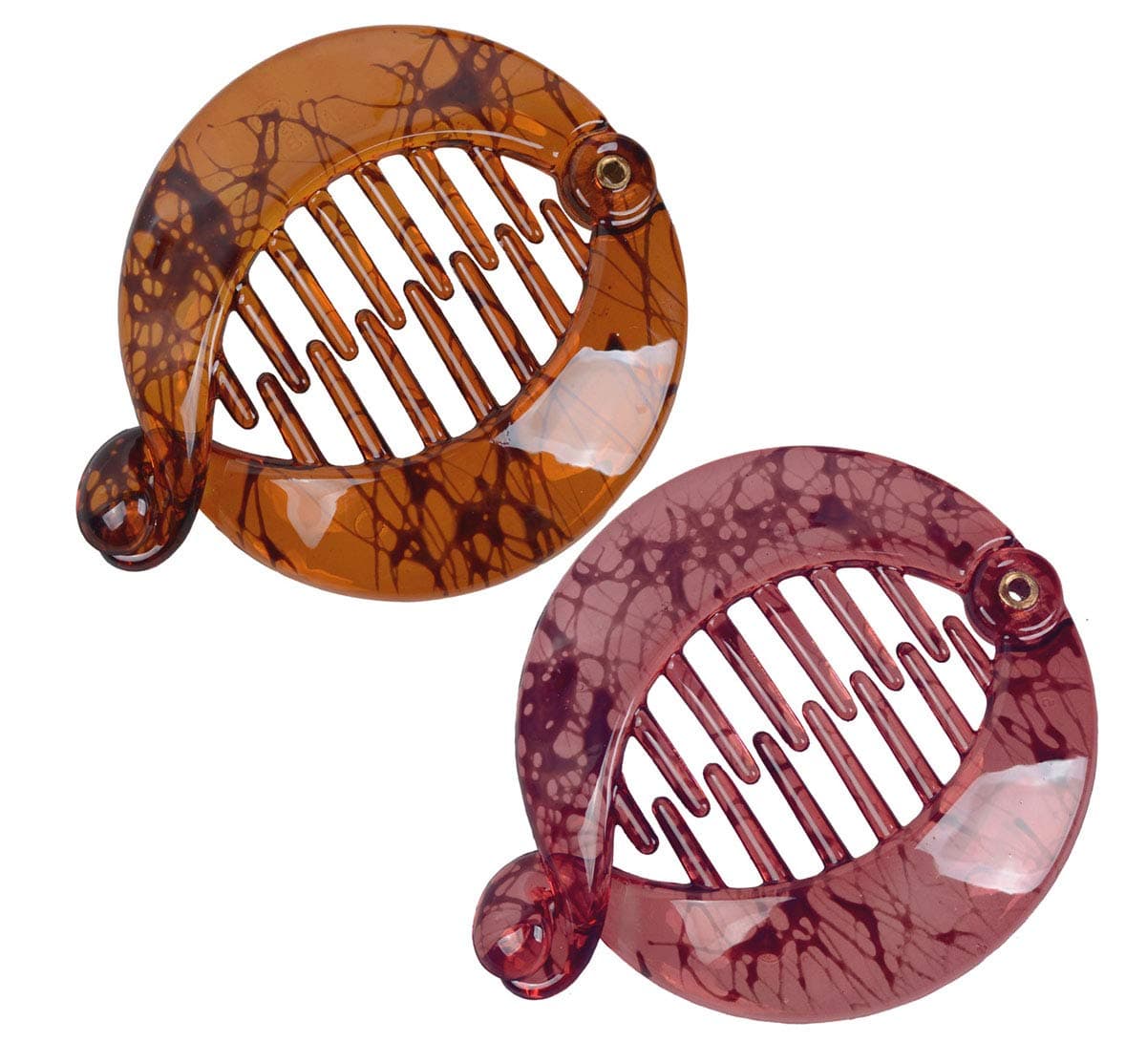 2 PCS French Small Banana Hair Clip Hair Comb Round Ponytail Holder Hair Claw Fashion Hair Barrette Comb Ponytail Holder Accessories Deep coffee light red