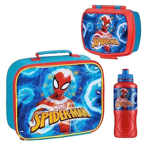 Marvel Spiderman 3Piece Kids Lunch Box Set Insulated Bag Snack Box BPAFree 145 fl oz Water Bottle Gifts for Kids Boys Multicolor Spiderman
