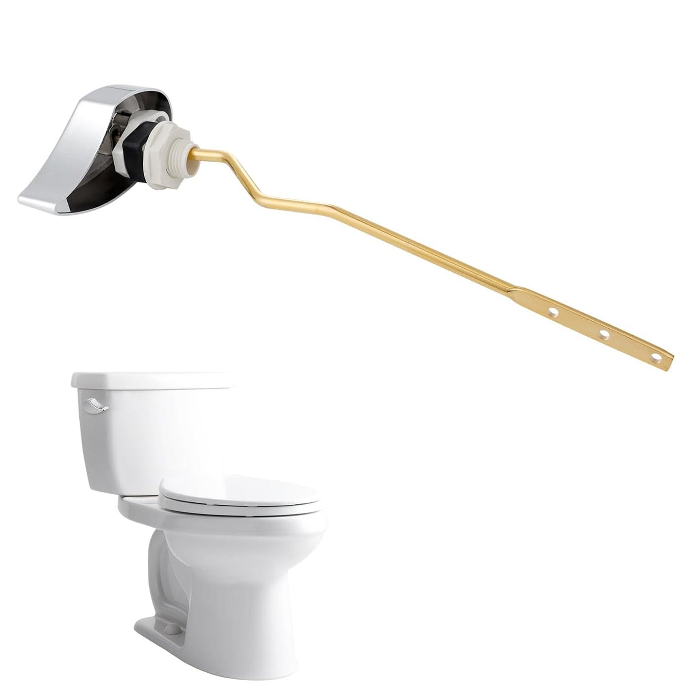 Hibbent Metal Toilet Handle Replacement Compatible with TOTO THU068CP Trip Lvr for St743S Brass Handle Trip Lever Side Mount Toilet Flush Tank Lever Chrome