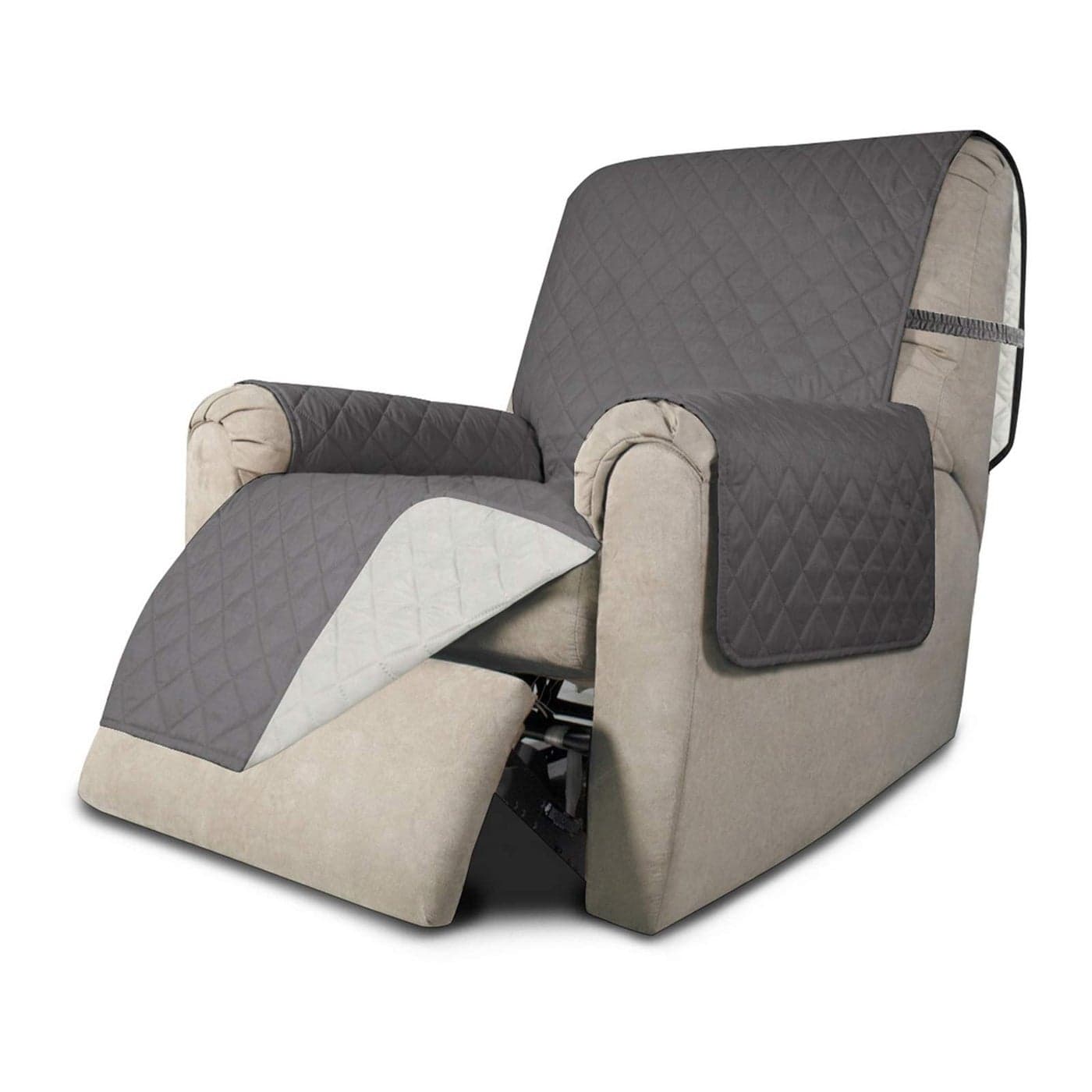 EasyGoing Recliner Sofa Slipcover Reversible Sofa Cover Water Resistant Couch Cover Furniture Protector with Elastic Straps for Pets Kids Children Dog Cat Recliner GrayIvory