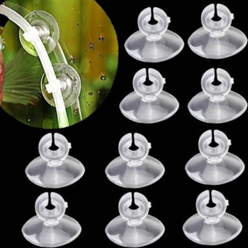 Sansefero® Aquarium Air Tube Suction Cup Transparent Holder for Fish Tank Aquarium Aeration Suction Cup Pipe Holder for Air Hose (Pack of 10)