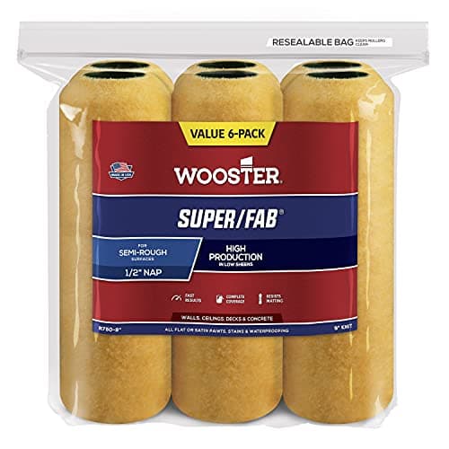 Wooster Brush R750-9 Super/Fab Roller Cover, 1/2-Inch Nap, 6-Pack , 9-Inch