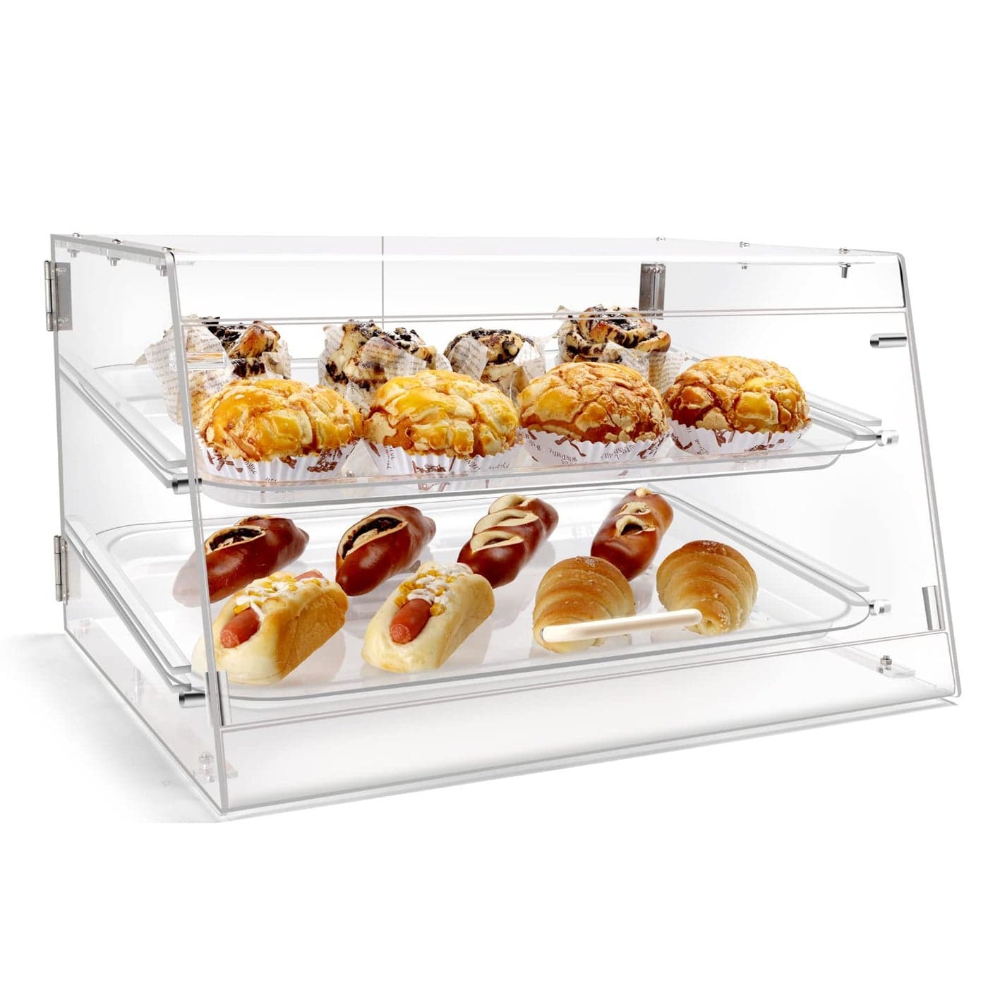 Wutfly 2 Tray Pastry Display Case with Front and Rear Doors 21 x 17 x 12