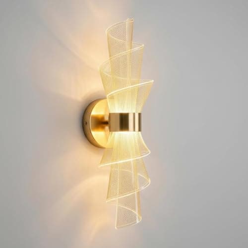 CORAL TREE-Gold LED Wall Sconces - Acrylic Modern Wall Mount Light Fixture for Living Room, Bedroom, and Hallway - 6W LED Wall Lighting for Bedside Ambience- with 3 Color Changing Option