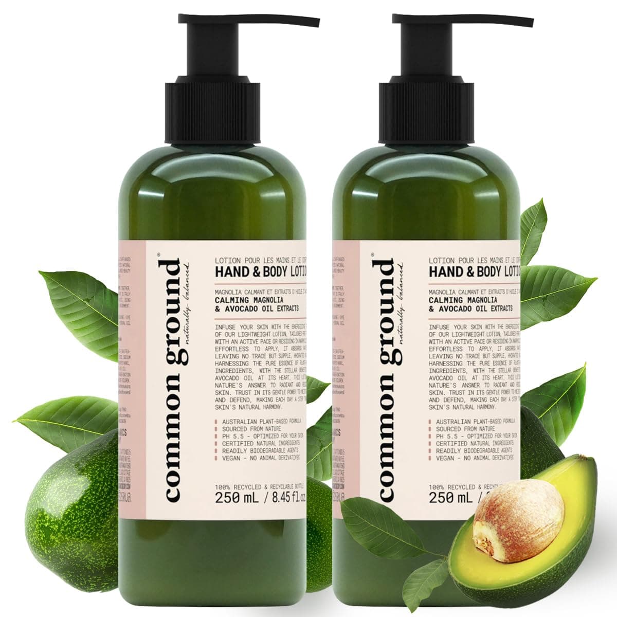 COMMON GROUND All Natural Lotion Moisturizer Paraben Cruelty Free Non Greasy Organic Vegan PlantBased Avocado Oil All Men Women Eczema Sensitive Skin 2 x 84 fl oz