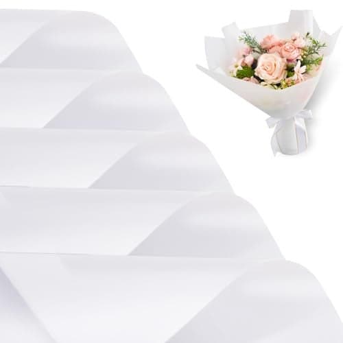 BEISHIDA 20 PCS White Floral Wrapping PaperMatte Waterproof Flower Wrapping Paper Bouquet for Florist Supplies DIY Crafts Gift Packaging Wedding Birthday Gift