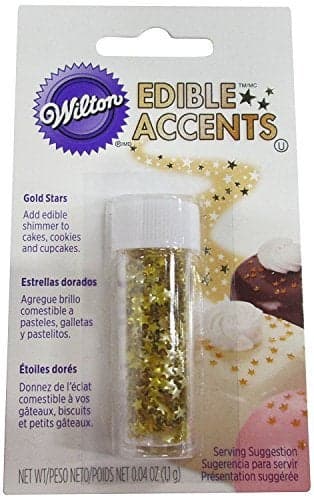 Wilton Edible Gold Glitter Star Sprinkles, Shimmering Sugar Stars for Cakes, Cupcakes, Cookies, Cocktails & Holiday Desserts, Edible Gold Cake Decorations, 0.4 oz.