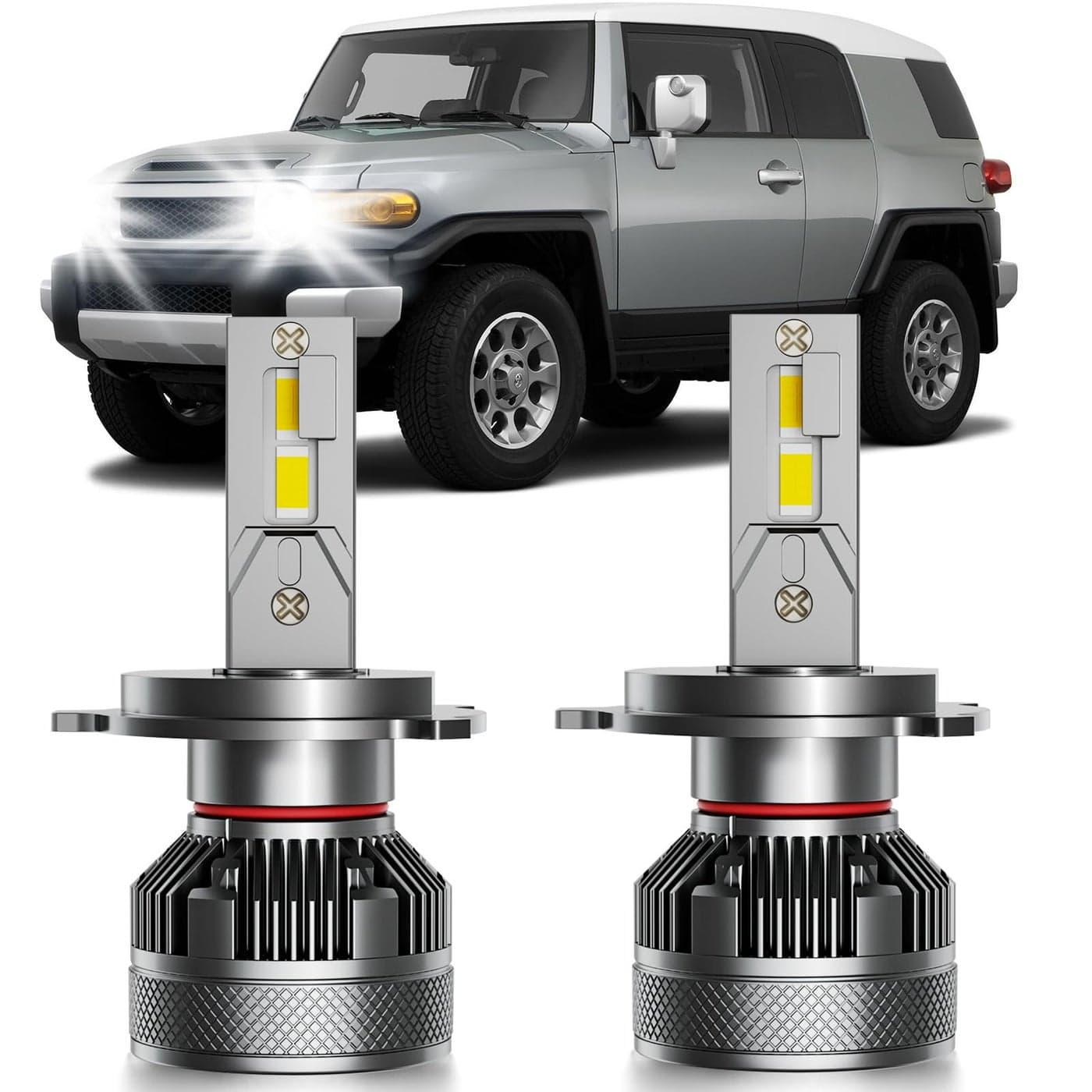 HUOKEDS Fits for Toyota FJ Cruiser 20072014 HiLo Dual Beam Lights 2pcs Super Bright 6000K White HiLo Dual Beam Lights Blubs Package
