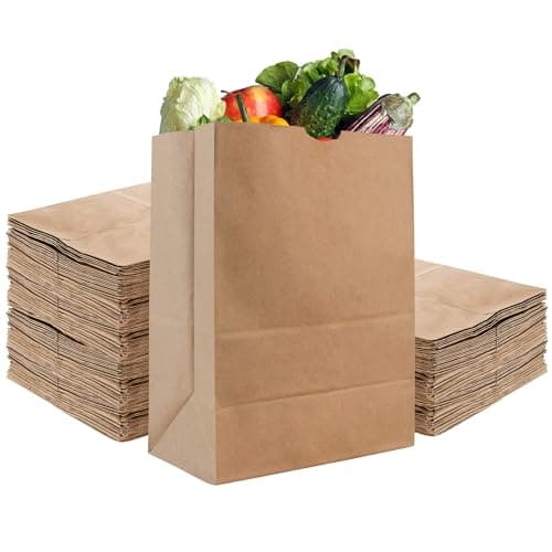 Stock Your Home 52 lb Kraft Brown Paper Bags (100 Count) – Bulk Large Grocery Bags for Shopping