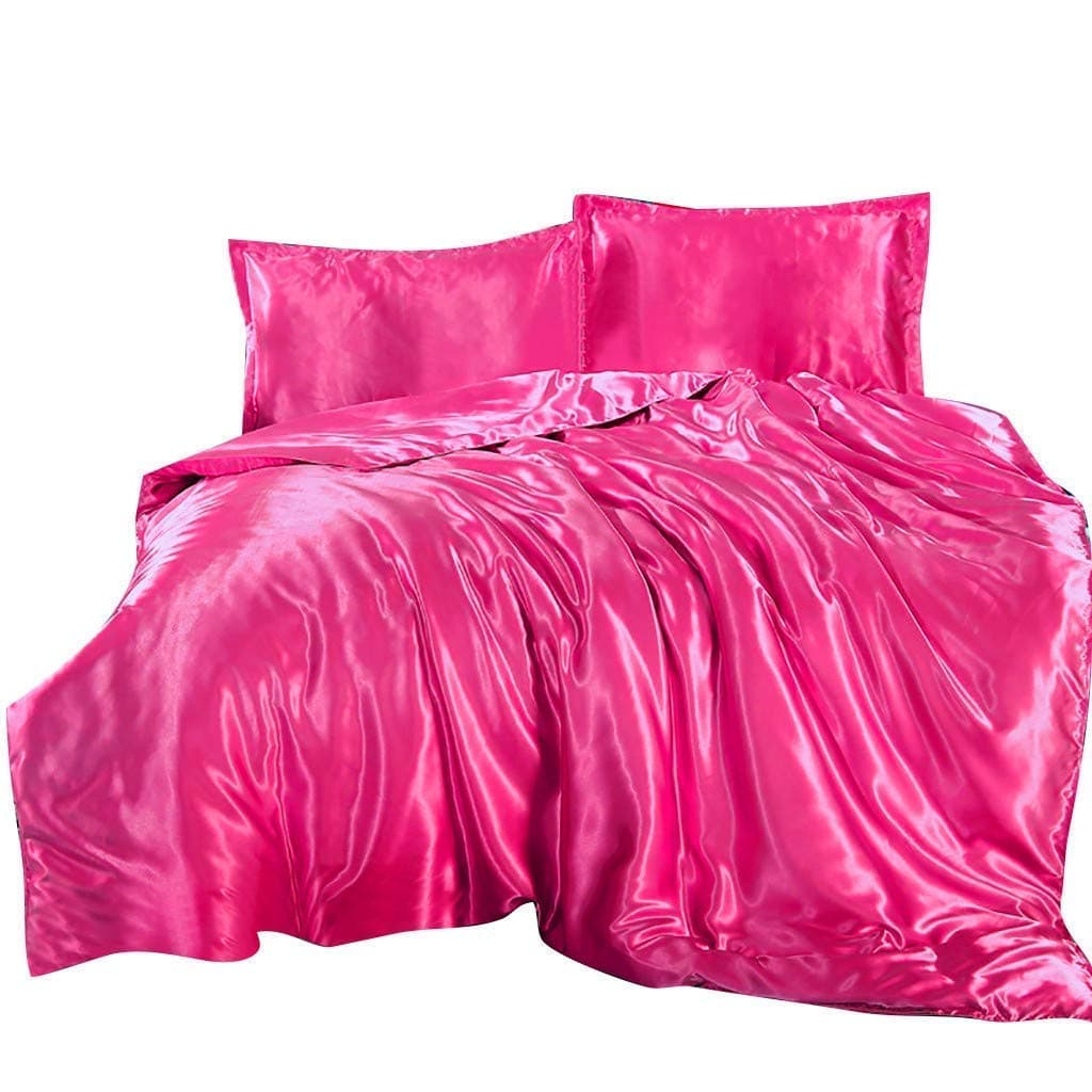 Cloud Fino 100 Pure Silk Satin Comforter 400GSM Box Stitching Gives Rich Feeling Bright Colors Glorious LookingSuper Soft Cosy and Light Weight Luxurious QualitySuper KingHot Pink98x116 inch
