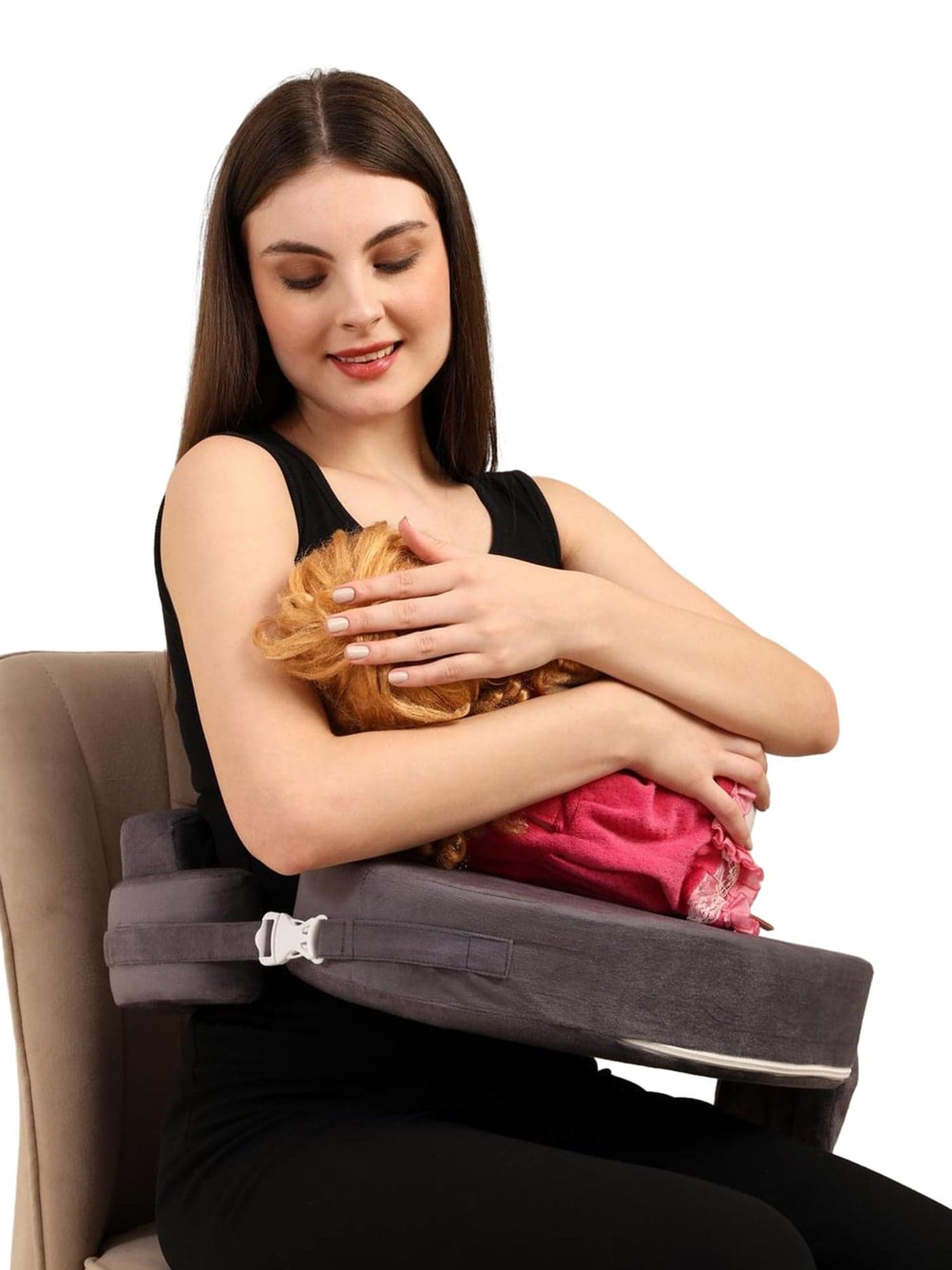 Oscar Home Nursing Pillow for Breastfeeding &Amp Bottle Feeding, Enhanced Posture Support with Double Straps. Great for Breast Feeding Moms (Charcoal)
