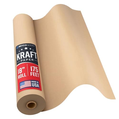 Bryco Goods Jumbo Kraft Paper Roll - Brown - 18" x 2100" (175') - USA Made - Suitable for Packing - Moving - Shipping - Crafts - Wall Art - Bulletin Boards - Floor Covering - Table Runner