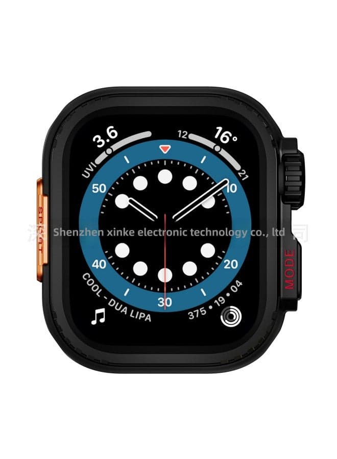 Applicable Apple Watch Case Apple Watch Metal Frame Back Cover Seconds Change Ultra49mm-Color:Black-Overall Dimensions:S10 42mm