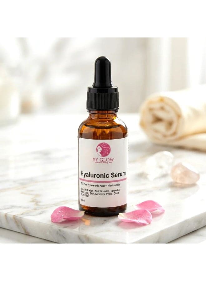 SY GLOW Moisturizing Face Serum with Hyaluronic Acid and Niacinamide for Daily Skin Care, Hydrates Dry Skin, Minimizes Visible Pores, Smooths Fine Lines and Promotes Natural Radiance