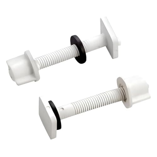 ELEGANT CASA Western Toilet Seat Cover Screw, Nuts and Washers Hinges Kit Clamp PVC Universal Mounting Hardware for Bathroom Commode Complete Set White Colour Size 44mm x 44mm Bolt 110 MM