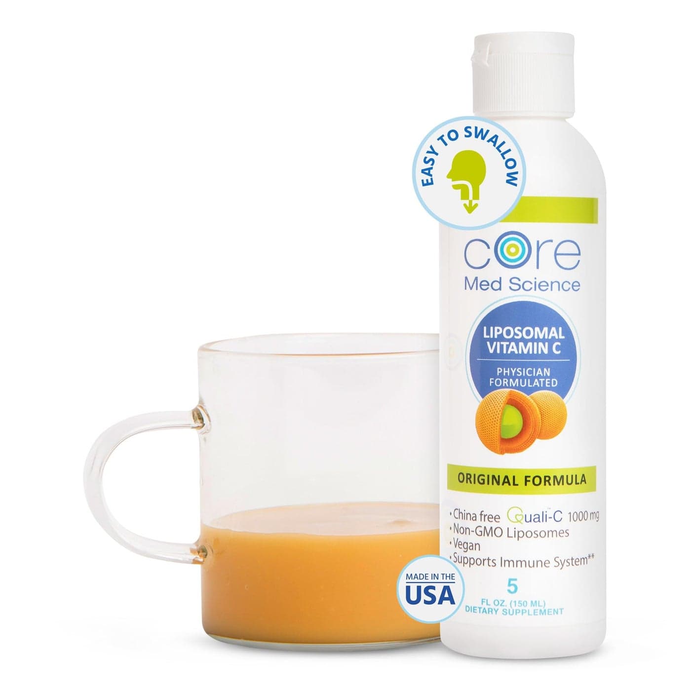 Core Med Science Liposomal Vitamin C 1000mg Liquid Original Formula 5 Fl Oz Natural Liposomal Vitamin C Supplement NonGMO Immune System Booster for Adults Supports Collagen Formation