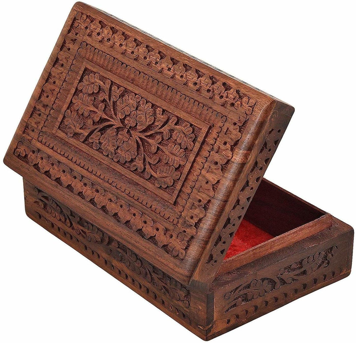 ZYNTIX Wooden Carvings Jewellery Box for Women storage boxes Gold Jewellery Box Organisers Vanity Organiser for Women jewellery Wooden Box for Gift (12 x 8 inch)