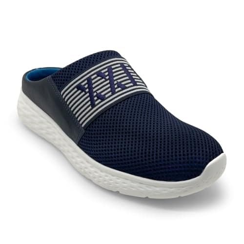 KazarMax Premium Stride Mules Navy White Sporty Comfort Slip-On Mule for Men -7 UK