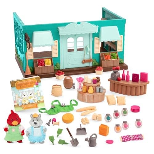 Lil Woodzeez Pass the Pasta Restaurant Playset 41 Pieces Dollhouse Set with Table Benches Food Accessories for Imaginative Roleplay Compatible with Figurines 3 Years