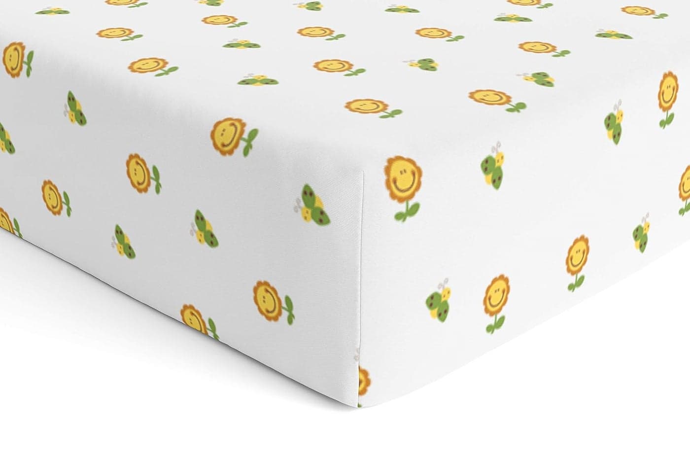 Cotton Baby Crib Fitted Bed Sheets for Cot Organic Twill Fabric Baby Bedding for New Born Infants Toddlers 48x24 Pack of 1 The White Cradle Flower with Bee