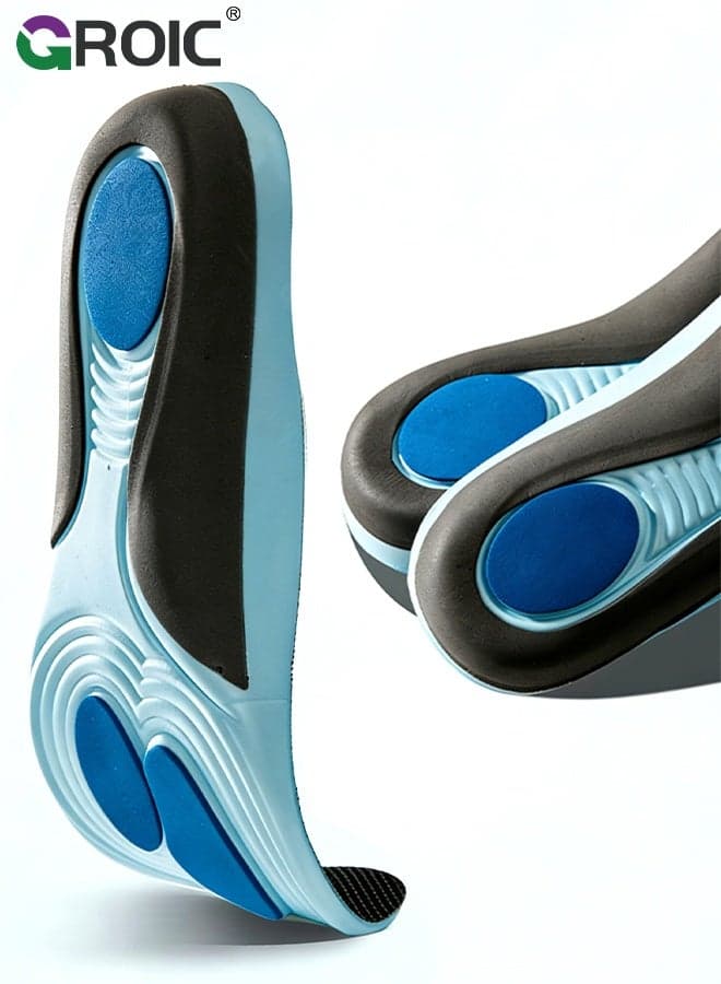 Arch Support Insoles for Men and Women - High Elastic EVA Shock Absorbing Shoe Inserts for Sports, Relieve Flat Feet, High Arch, Foot Pain, Standing All Day Boot Work Shoe Insole, Size 43-44