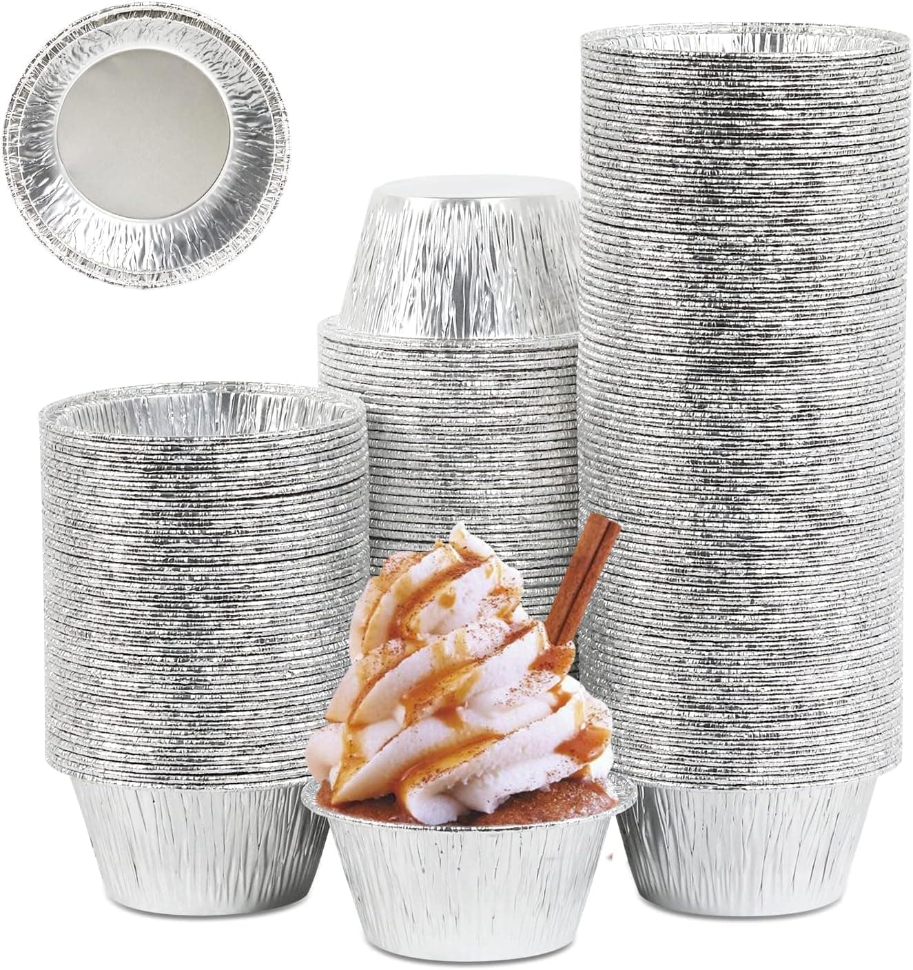 Kunya® Aluminium Foil Disposable Cups Baking Bake Muffin Choco Lava Cupcake Tin Mold Round, 50- Pieces