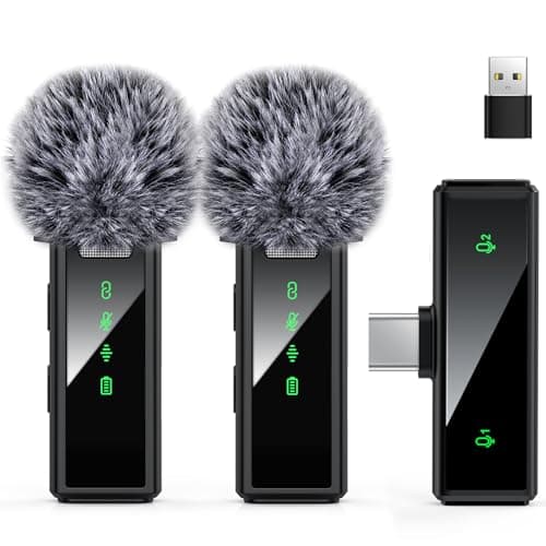 VEZQUA USB C Wireless Lavalier Microphone for Android, PC, Laptop, iPhone 15/16, USB Microphone with Noise Cancellation, Lapel Mic Wireless for Video Recording, Vlog, YouTube, TikTok