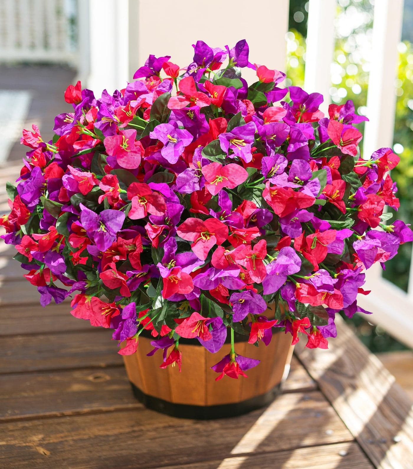 Ivydale Artificial Flowers for Outdoors Fake Bougainvillea Spring Summer Outside Decor, 4 Bundles UV Resistant Faux Flowers for Outdoor Planters Realistic Silk Plants Patio Porch Window Garden Home
