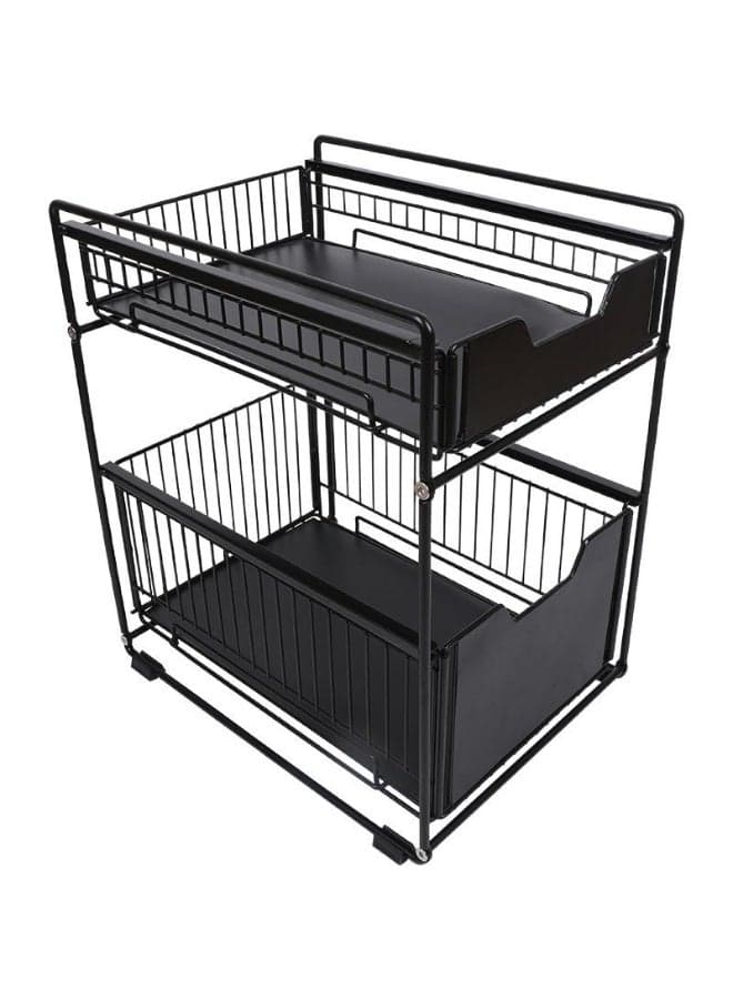 Kitchen Organizer Under Sink Storage Rack, 2-Tier Stackable Cabinet Organizer Shelf with Sliding Drawer Suitable for Kitchen Storage Savers