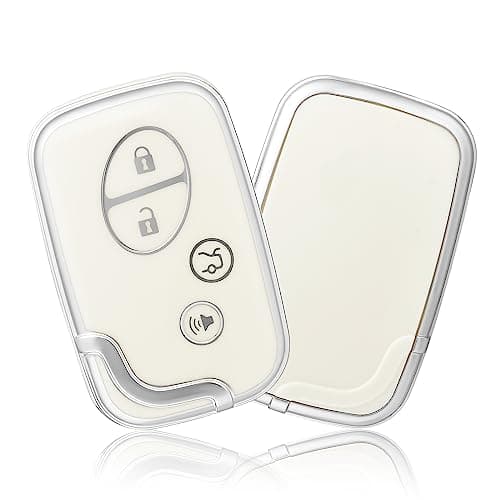 OFFCURVE for Lexus Key Fob Cover Special Key Fob Case Holder for Lexus ES350 GS300 GS430 GS450h GS460 is F IS250 IS350 LS460 LX570 RX350 Car Accessories Smart Keyless Remote Key Protector, White