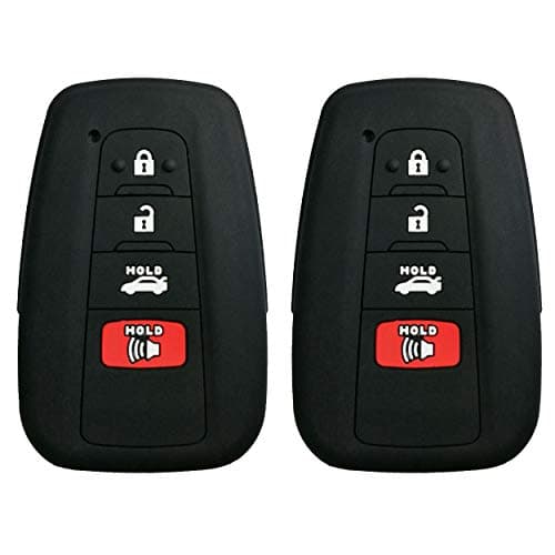 Coolbestda 2Pcs Rubber 4buttons Smart Key Fob Full Protector Remote Skin Cover Case Keyless Jacket for 2019 2020 2021 2022 2023 2024 Toyota Highlander Camry Avalon C-HR Prius Corolla HYQ14FBC
