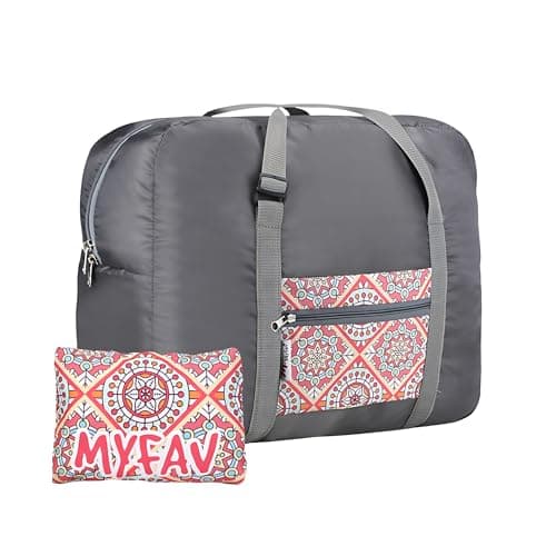MY FAV Printed Foldable Travel Bag | Lightweight Waterproof Duffel for Travel & Sports | Adjustable Buckles, Smooth Zipper & Bottle Pocket | Compact, Spacious Carry-On Luggage Bag | 6-Month Warranty