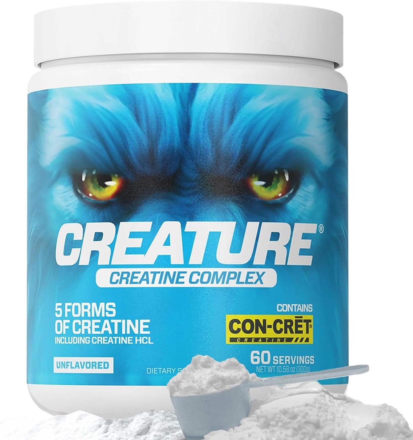 CREATURE Creatine Complex Creatine Monohydrate Powder with 5 Types of Creatine Including ConCrt Creatine HCL Promotes Muscle Strength Endurance Brain Health Unflavored 300g 60 Servings