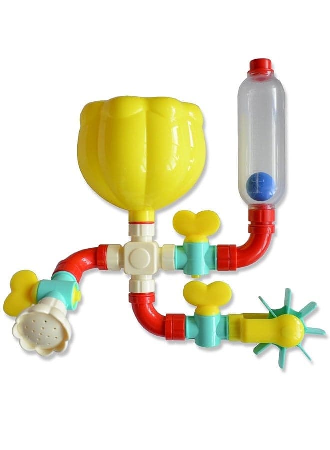 Bath Time Waterfall Toddler Bath Toy Set, Fun Early Learning Waterworks Building Set (11 Pieces), Bath Pipes with Valves & Water Wheel for Toddlers 6 Months+