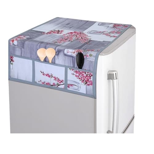 Grisha Home PVC Waterproof Fridge Top Cover/Refrigerator Cover With 6 Utility Pockets Durable & Dustproof, Easy Clean Protector for Refrigerator Top (Red, 39 X 21 INCH)