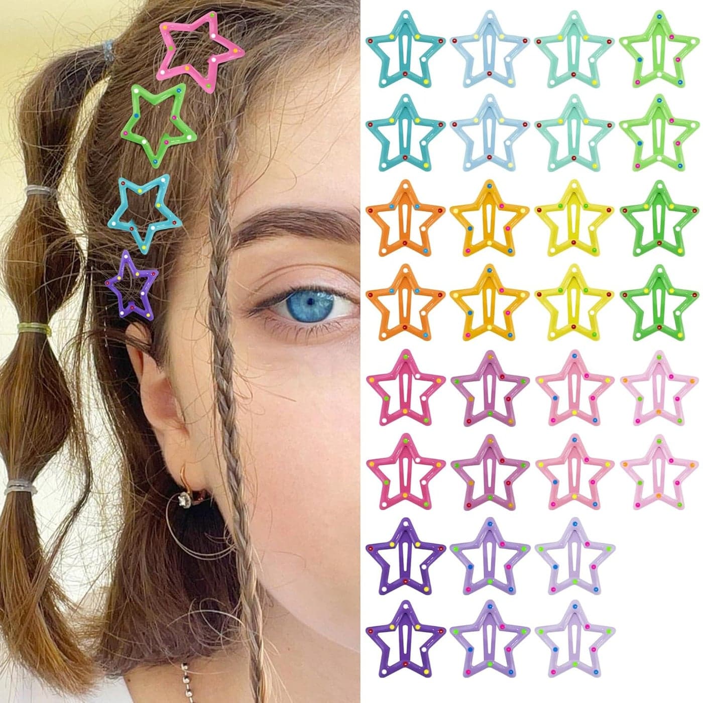 Star Hair Clips Snap Hair Barrettes Non Slip Star Hair Accessories Multiple Colors Metal Hair Clips for Girls Women 30 PCS 118