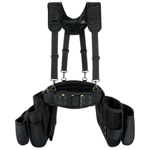 MELOTOUGH Tool Belt with Suspenders Electrician Tool Bag Suspenders Framers Combo Apron Tool Belt Construction Tool Pouch Suspenders Heavy Duty Carpenter Suspension Rig(Grey)