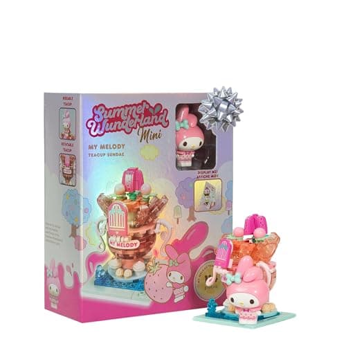 Hamee Sanrio Hello Kitty and Friends Summer Wunderland Mini Cute Water Theme Park Building Block Set Birthday Gift Party Favor Stress Relief Collectible Toy Compatible with Lego My Melody